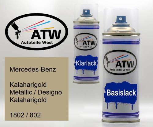Mercedes-Benz, Kalaharigold Metallic / Designo Kalaharigold, 1802 / 802: 400ml Sprühdose + 400ml Klarlack - Set, von ATW Autoteile West.